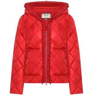 [鹅绒]GEGINA吉吉娜红色短款羽绒服外套女连帽保暖防风商场同款