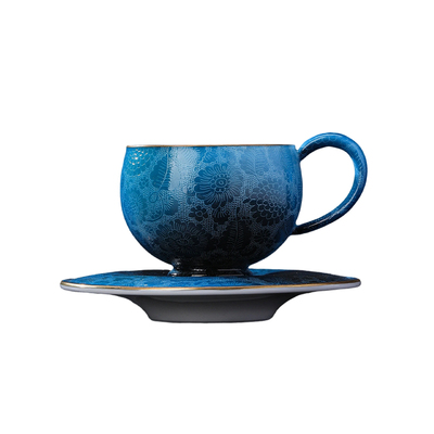 景德镇官方陶瓷扒花雕刻拿铁杯中式情侣对杯马克杯咖啡杯节日礼物