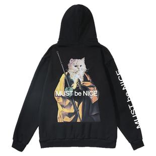 美国潮牌RIPNDIP贱猫中指猫卫衣男女同款NERMUS祈祷僧侣加绒外套