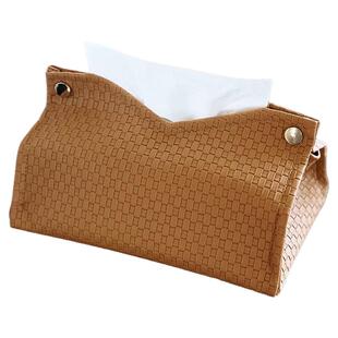 轻奢高级感编织纸巾盒家用客厅纸巾套创意简约抽纸盒皮革餐巾纸盒