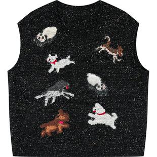 UOOYAA乌丫奔跑熊猫小狗套头毛衫背心