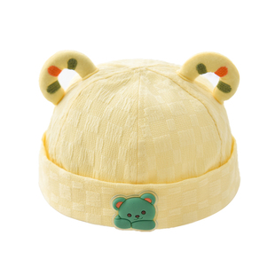 婴儿帽子春秋款可爱小熊男宝宝地主帽百搭夏季薄款时尚儿童瓜皮帽