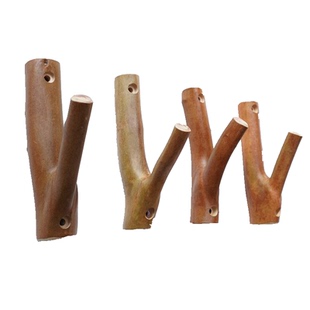 北欧复古创意实木树杈挂钩免打孔实木粘钩田园装饰壁挂树枝挂衣钩