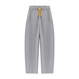 百家好灰色弯刀休闲裤女士秋冬季2025新款通勤直筒宽松运动长裤子