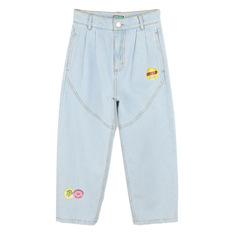 【断码特惠】KENZO KIDS童装儿童休闲牛仔印花长裤K60998