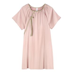 轩靓新中式睡裙女士夏季薄款冰丝短袖睡衣夏天仿真丝绸大码家居服