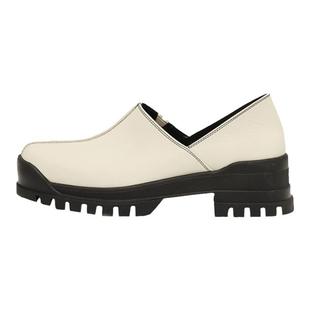 CHILIGIRL韩国东大门新款懒人一脚蹬套脚单鞋白色小皮鞋女乐福鞋