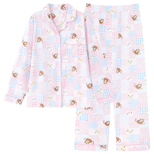 2026新款甜点兔睡衣女款春秋长袖格子焦糖兔家居服纯棉小众设计感