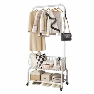 衣帽架落地卧室挂衣架移动家用晾衣杆室内隔夜次净衣服收纳置物架