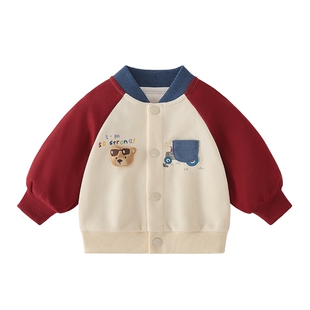 [7A抑菌]男童早春外套儿童春季童趣红色立体小熊棒球服宝宝衣服潮