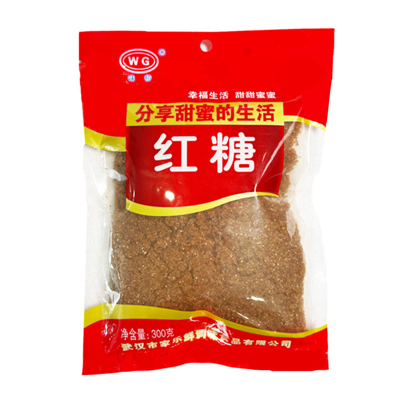 湖北红砂糖红糖冲饮速溶传统赤砂糖月子糖甘蔗糖老红糖300g袋装