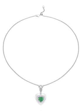 TWINSLULU简约百搭绿色爱心项链