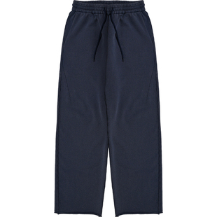 O3PARK秋新款毛边炒色泛白重磅休闲裤洗褪做旧宽松阔腿卷边卫裤