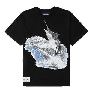 IT DESCENDANT男装宽松短袖T恤新款个性时尚绘画印花半袖TM01SML