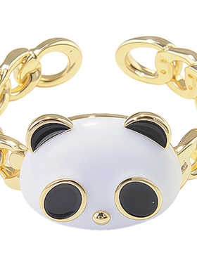 小众设计感呆萌可爱熊猫戒指女