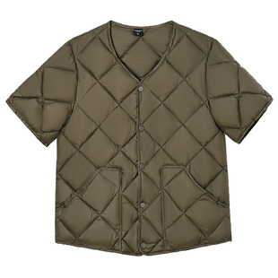 男款居家带袖棉马甲大码短袖坎肩爸大号肥佬胖老头半袖羽绒棉马夹