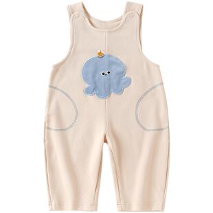 春秋儿童背带裤女童护肚裤子男宝宝纯棉裤子婴儿连体裤2025新款