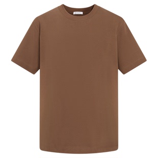 楼高素衣【巧克力】液氨微阔版60支新疆长绒棉重磅宽松半袖纯色t