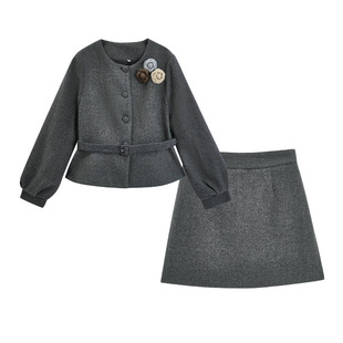 IEF/爱依服【微胖】大码女套装2026秋冬季新款罩衫上衣短裙两件套