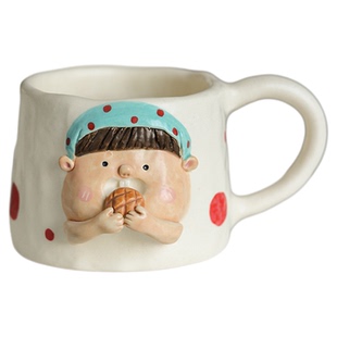 陶瓷杯手绘釉下彩景德镇立体卡通情侣手握杯陶瓷马克杯牛奶杯送礼