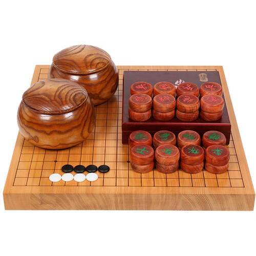 云子围棋套装 新榧木实木刻线双面围象两用棋盘 新云子搭配实木罐