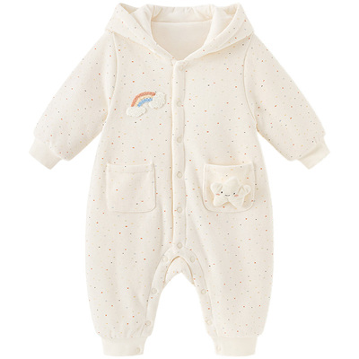 婴儿冬季夹棉保暖连帽哈衣