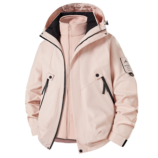 户外冲锋衣外套女款2026春秋冬新款可拆卸防风防水加厚潮登山服男