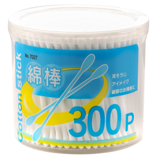日本家用双头棉签圆头一次性化妆掏耳朵专用清洁棉花棒盒装300支