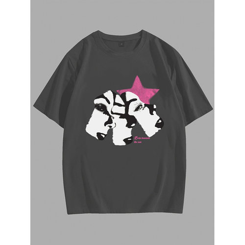 I 43111 Multi face print men's short sleeve top 多面印花男士