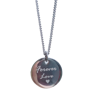 定制刻字圆牌项链S925纯银名字情侣闺蜜生日女友情人节礼物吊坠