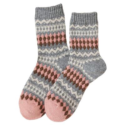 费尔岛羊毛袜子女秋冬加厚保暖