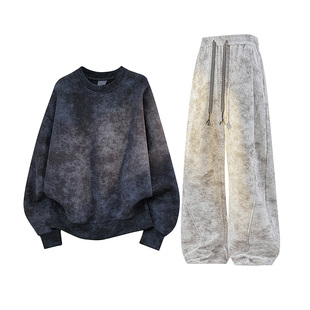 WASSUP PALM运动服套装男款2025新款春秋季扎染卫衣休闲裤一整套