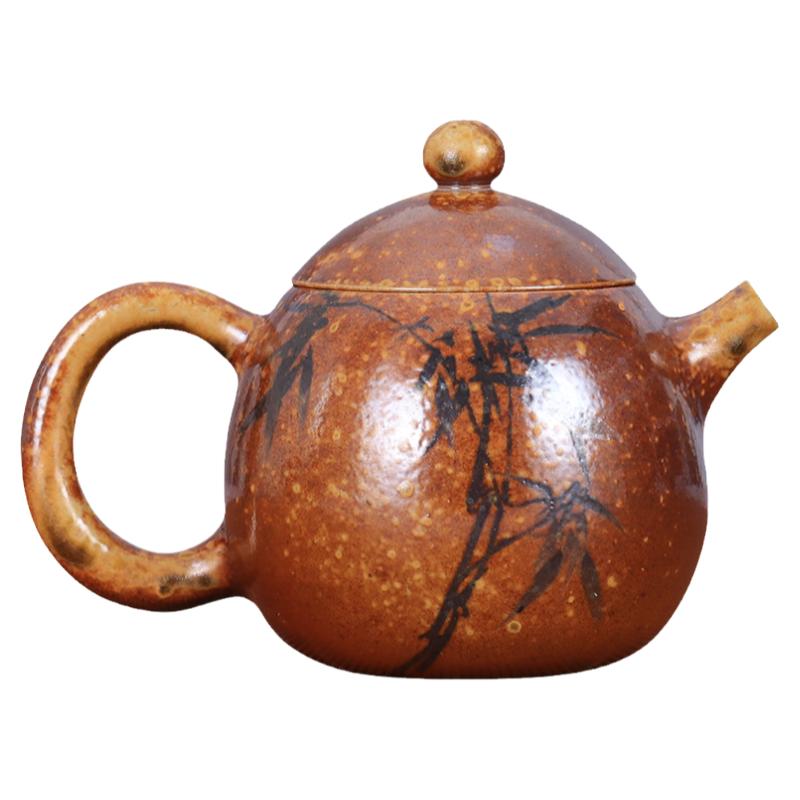 230ml 建水紫陶壶功夫茶壶泡茶壶/白泥柴烧彩填龙蛋壶 敬 W36