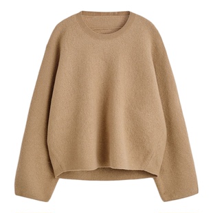 CS女装 标准版型圆领羊毛毛衣卡其色2025秋季新品1303272002