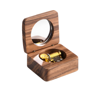 雷曼士Rhymes音乐盒胡桃木礼物镜子定制刻字送物男女情侣八音琴