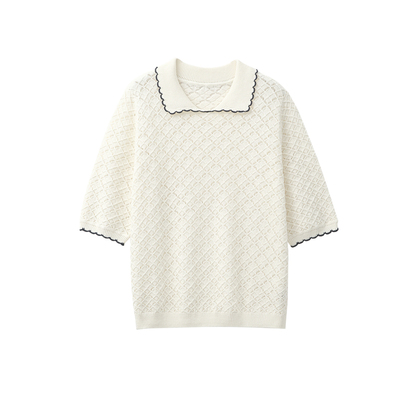 26新~雕塑针织【禾同款/菱格肌理/100丝光棉】 翻领套衫/长袖开衫