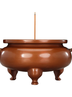紫铜香炉家用室内上香烧香炉朝冠耳三足香炉宣德炉盘香线