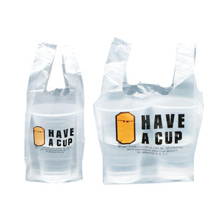 手提塑料袋一次性奶茶外卖打包袋单双杯一杯2袋子网红豆浆店专用