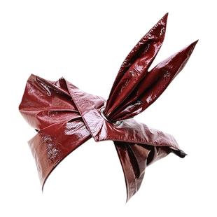 YEZI OD 美式复古三角头巾红色PU多功能高级感发带 Y2K甜酷包头巾