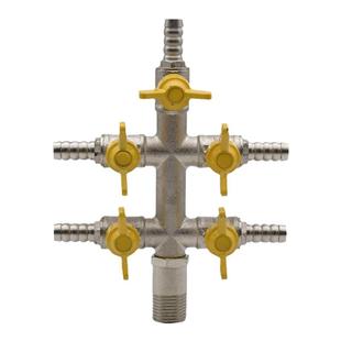角阀水龙头分流器热水器带开关一进多出阀门四通五通球阀燃气阀铜