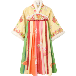 乌扣.吉祥 女童汉服冬季儿童中国风古装超仙襦裙新年加厚保暖拜年