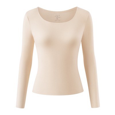 圆领保温内衣发热羊毛打底衫女