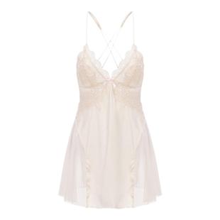 夏何夕性感睡衣女2025新款春夏季纯欲蕾丝冰丝吊带睡裙家居服套装