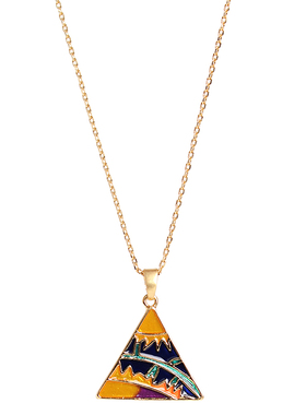 sumni/莎米尼18K包金复古立绘三角盾项链珐琅彩个性气质锁骨链女