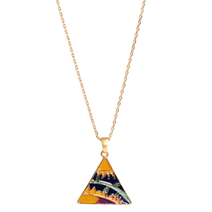 sumni/莎米尼18K包金复古立绘三角盾项链珐琅彩个性气质锁骨链女