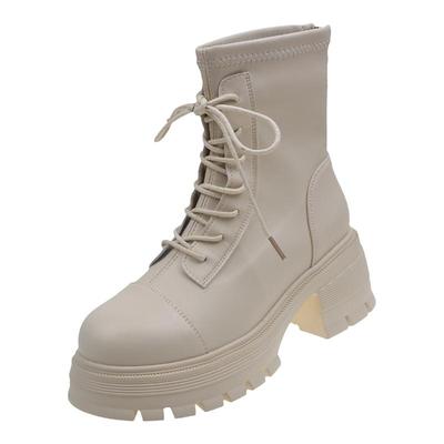 2025年秋冬新款厚底粗跟黑色靴子