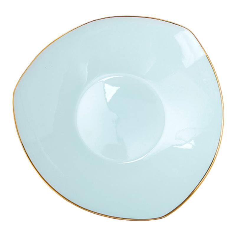 景德镇陶瓷餐具家用异形深盘青瓷骨瓷创意金边菜盘沙拉三角盘子