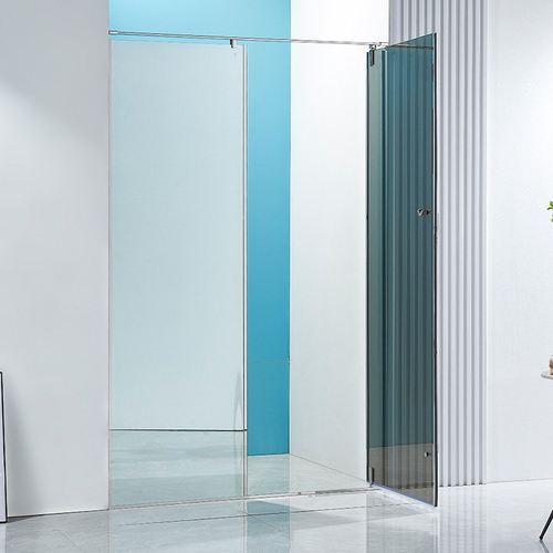 银镜玻璃淋浴房一字型淋浴房镜面亮光浴室门隔断平开式简易淋浴房