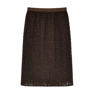 因由 时髦M1U风秋冬复古立体蕾丝H型宽松显瘦建筑感半身短裙女