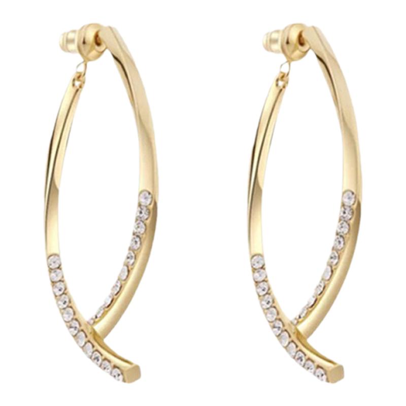 金属交叉镶钻两戴耳环女气质轻奢